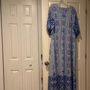 Chicos Blue and White Patterned Maxi Dress